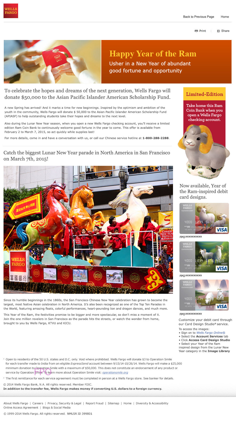 Wells Fargo LNY Landing Page